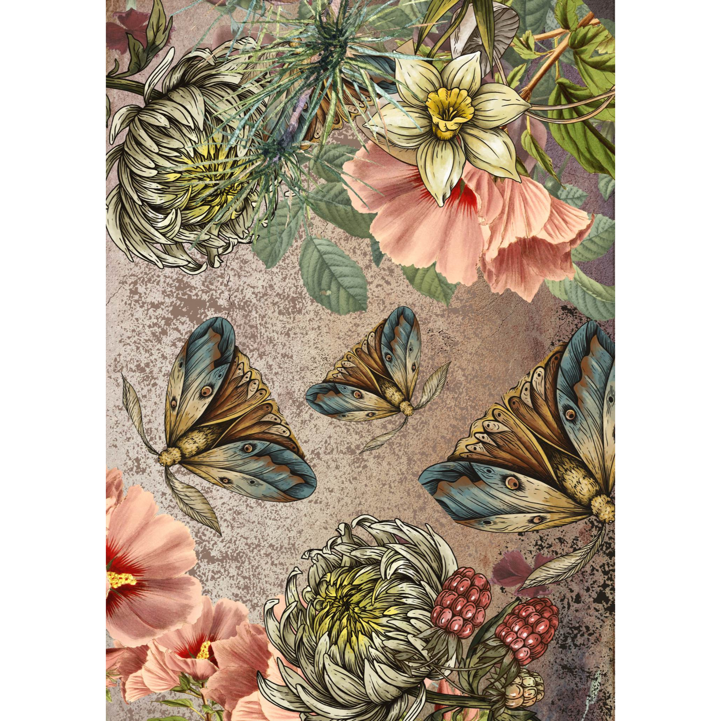 "Big Moff" Decoupage Paper Set by Made by Marley. Image 2 and 3 of 3 sheet set. Size A3 available at Milton's Daughter.