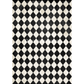 Black and white harlequin diamond pattern on a textured surface