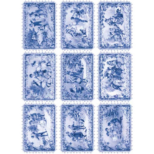 Blue Vintage 9 Cards Winter Children
