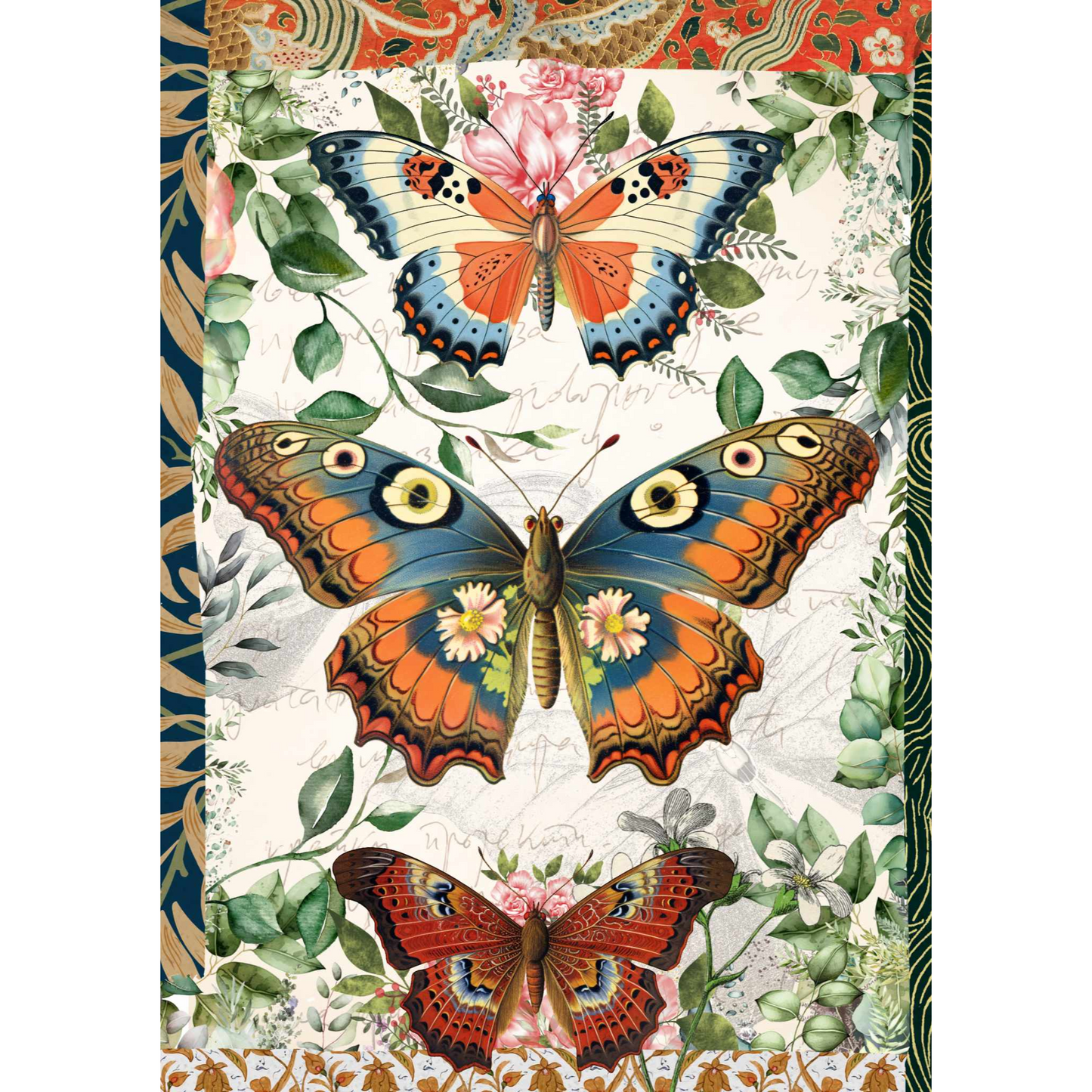 "Butter Fly" decoupage paper set. Page 1 of 3. Available at Milton's Daughter.