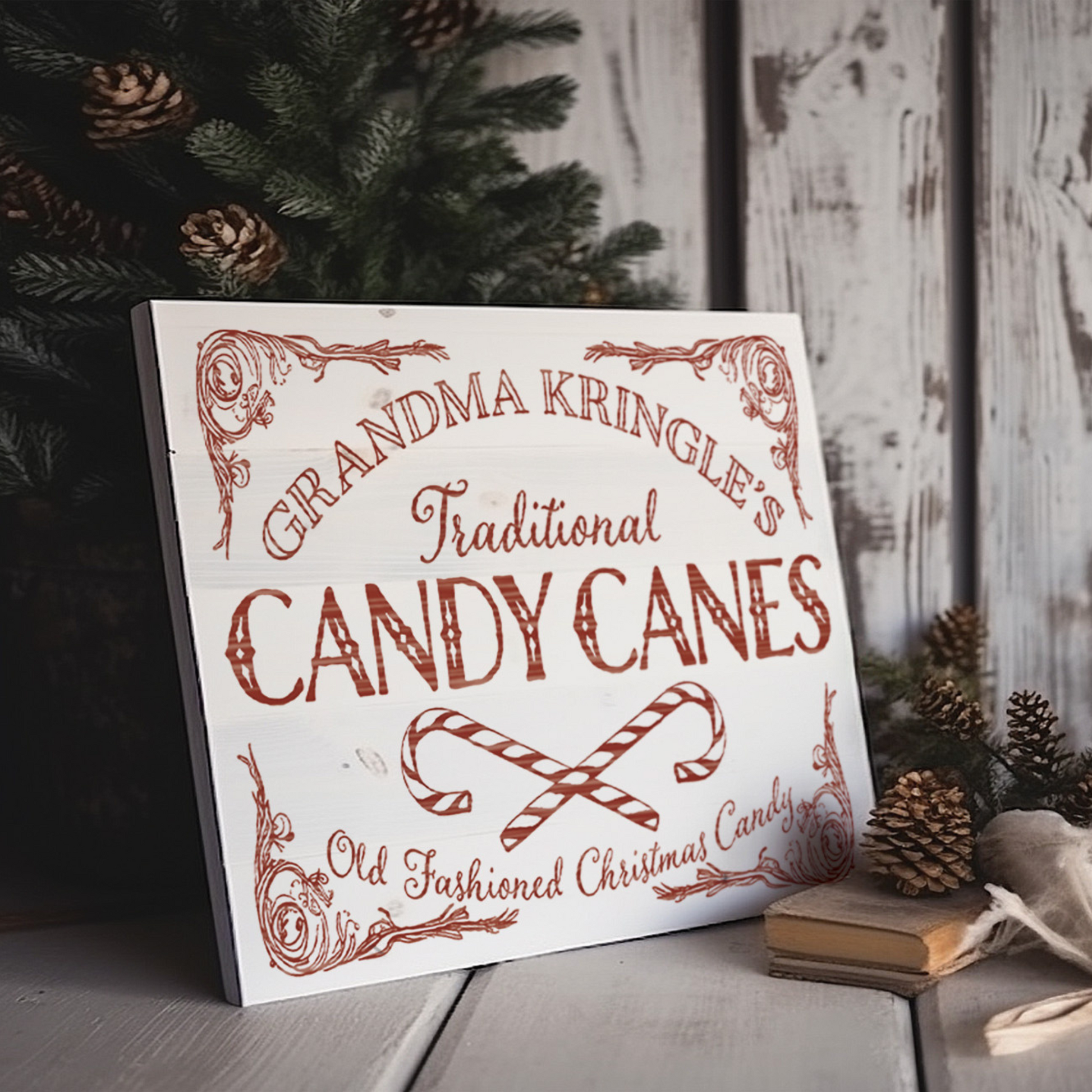 "Candy Cane Cottage" IOD Transfer by Iron Orchid Designs. Example 2. Available at Milton's Daughter.