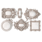 Set of decorative ornate frame castings on a white background