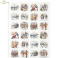"Children in the Snow Minis" decoupage rice paper by ITD Collection. Available at Milton's Daughter. 24 thumbnail mini images of Christmas-themed stickers with snowy village scenes and children playing.