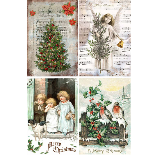 "Christmas Scenes 4 Pack" decoupage rice paper by Paper Designs. Available at Milton's Daughter.