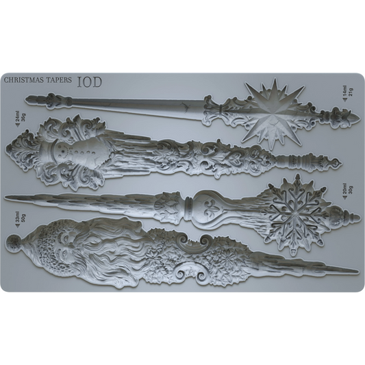 "Christmas Tapers" IOD mould by Iron Orchid Designs. Available at Milton's Daughter.