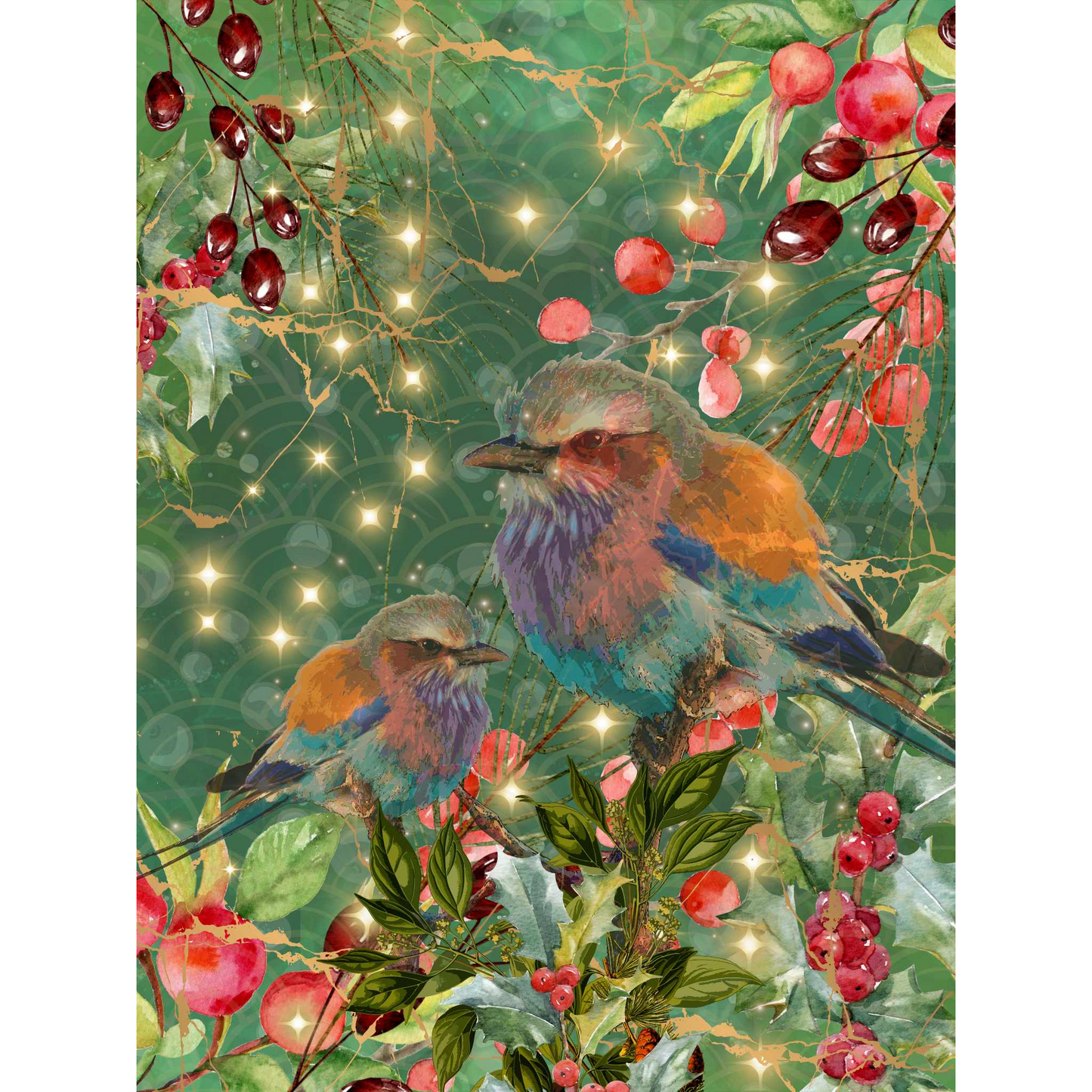 "Christmas Tweetings" 3 sheet decoupage paper set by Made by Marley. Sheet 2 of 3. Available at Milton's Daughter.