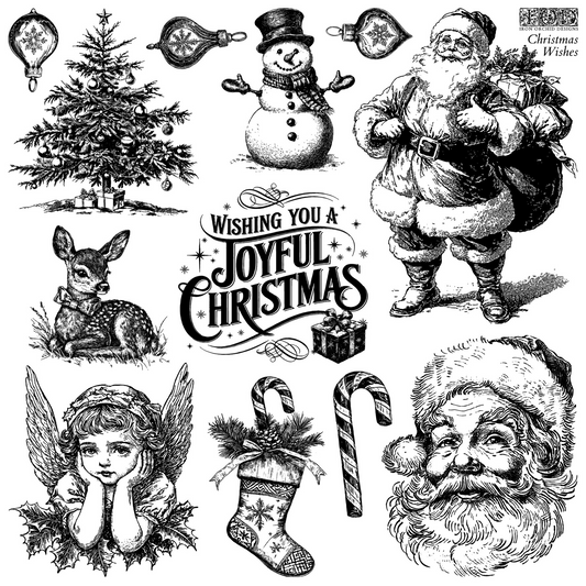 "Christmas Wishes" IOD Stamp by Iron Orchid Designs. Single sheet stamp. Available at Milton's Daughter.