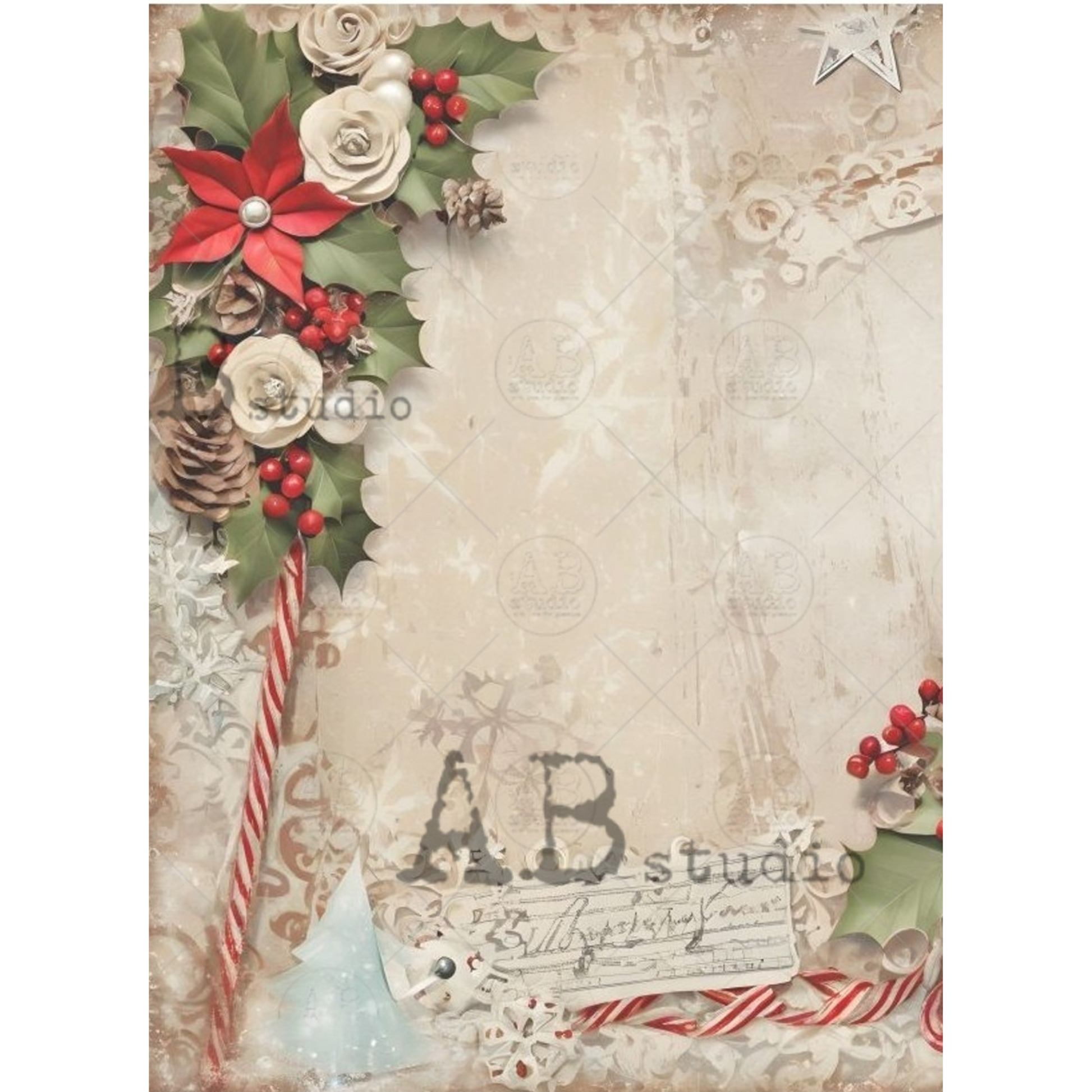 " Christmas Blank Paper" decoupage rice paper by AB Studio. Available at Milton's Daughter.