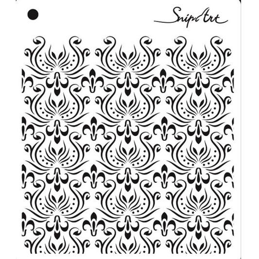 Decorative stencil with intricate black pattern on a white background, featuring the brand 'SnipArt'.