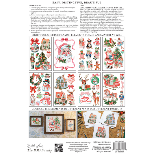 IOD Mini Transfer Darling Holiday. Back cover.