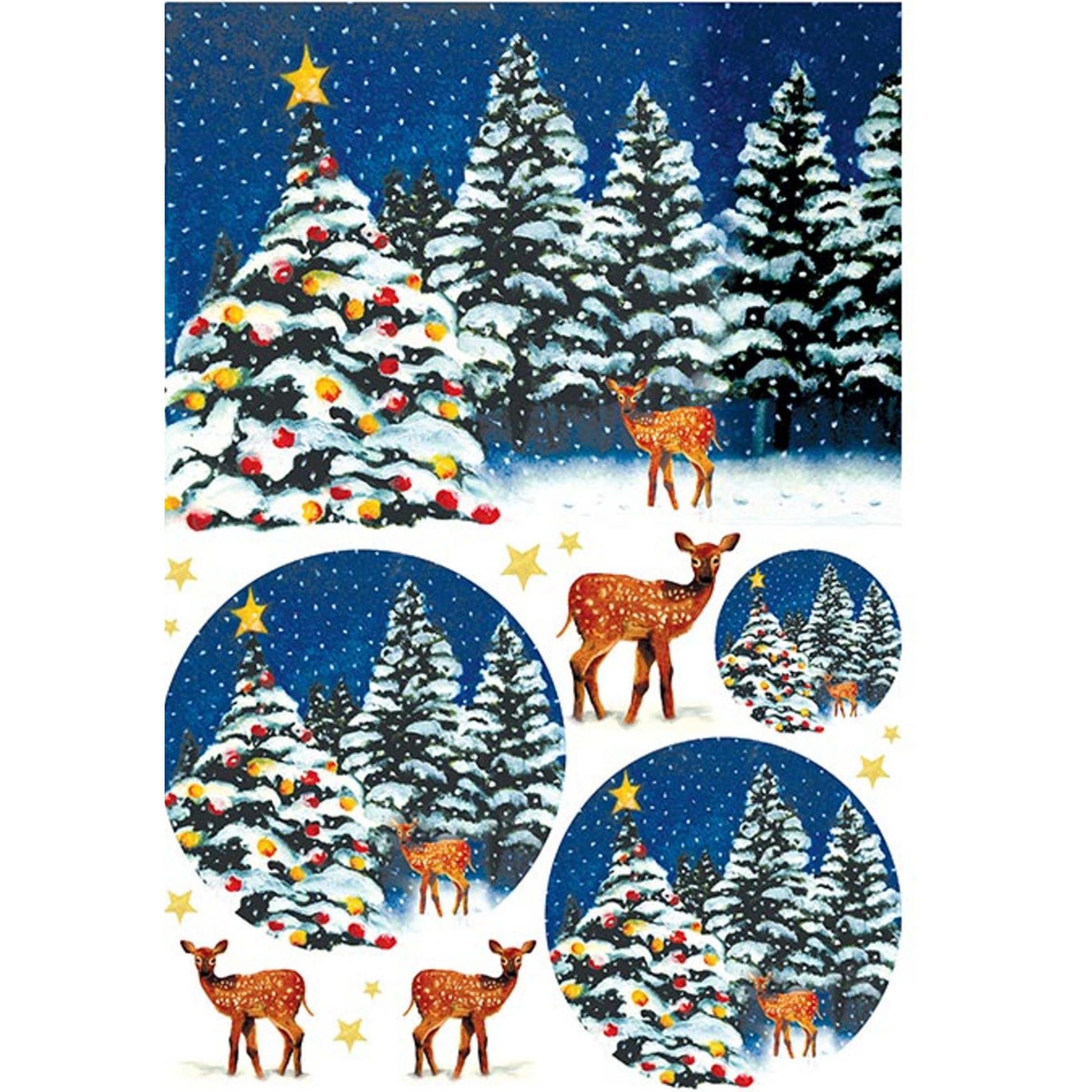 "Deer in the Snow" decoupage rice paper by Paper Designs. Available at Milton's Daughter.
