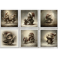 Six images of mice with Santa hats in a variety of poses.