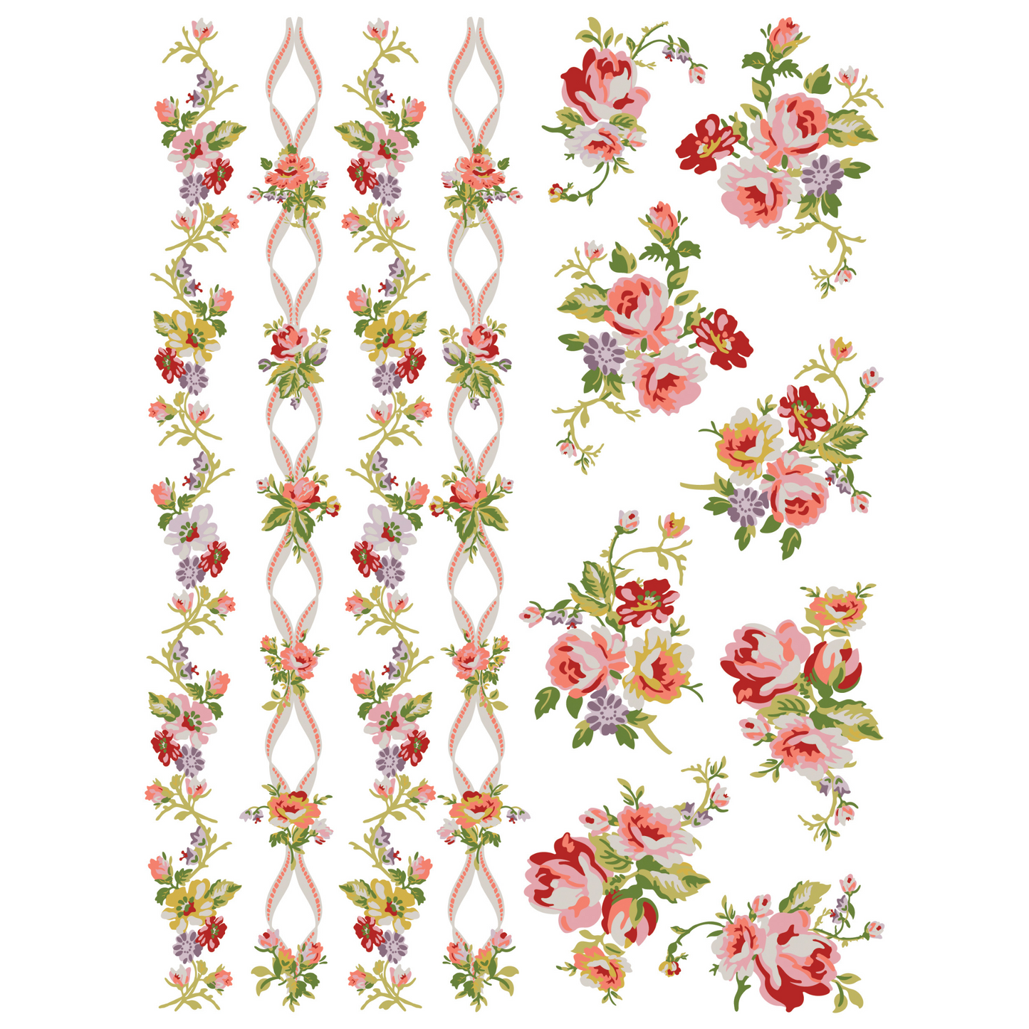"DItsy Blooms" IOD Paint Inlay Transfer by Iron Orchid Designs. Eight 12" x 16 sheets. Available at Milton's Daughter. Page 7.