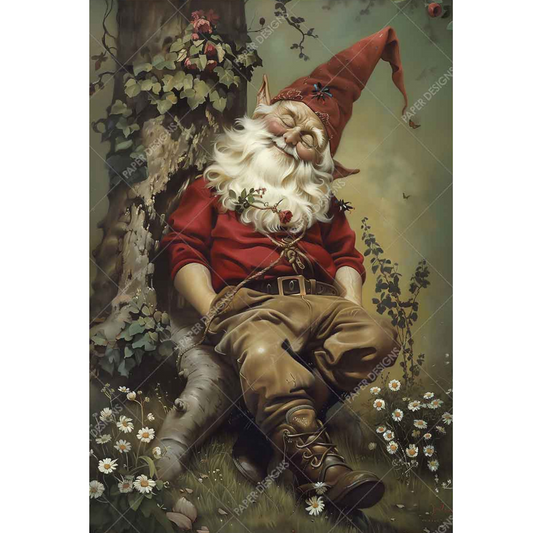 "Dreaming Christmas Gnome" decoupage rice paper by Paper Designs. Available at Milton's Daughter.