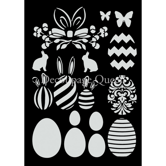 "Easter Bundle" stencil by Decoupage Queen. Available at Milton's Daughter.