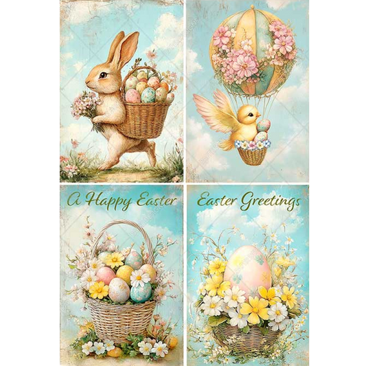 "Easter Bunny Baskets" decoupage rice paper by Paper Designs. Available at Milton's Daughter.