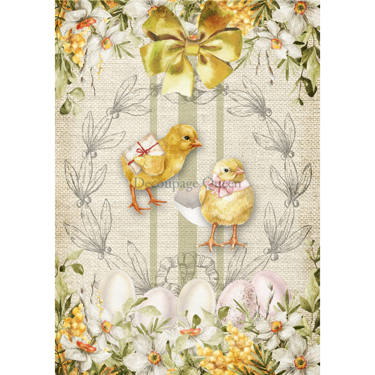 "Easter Chicks" decoupage rice paper by Decoupage Queen. Available at Milton's Daughter.