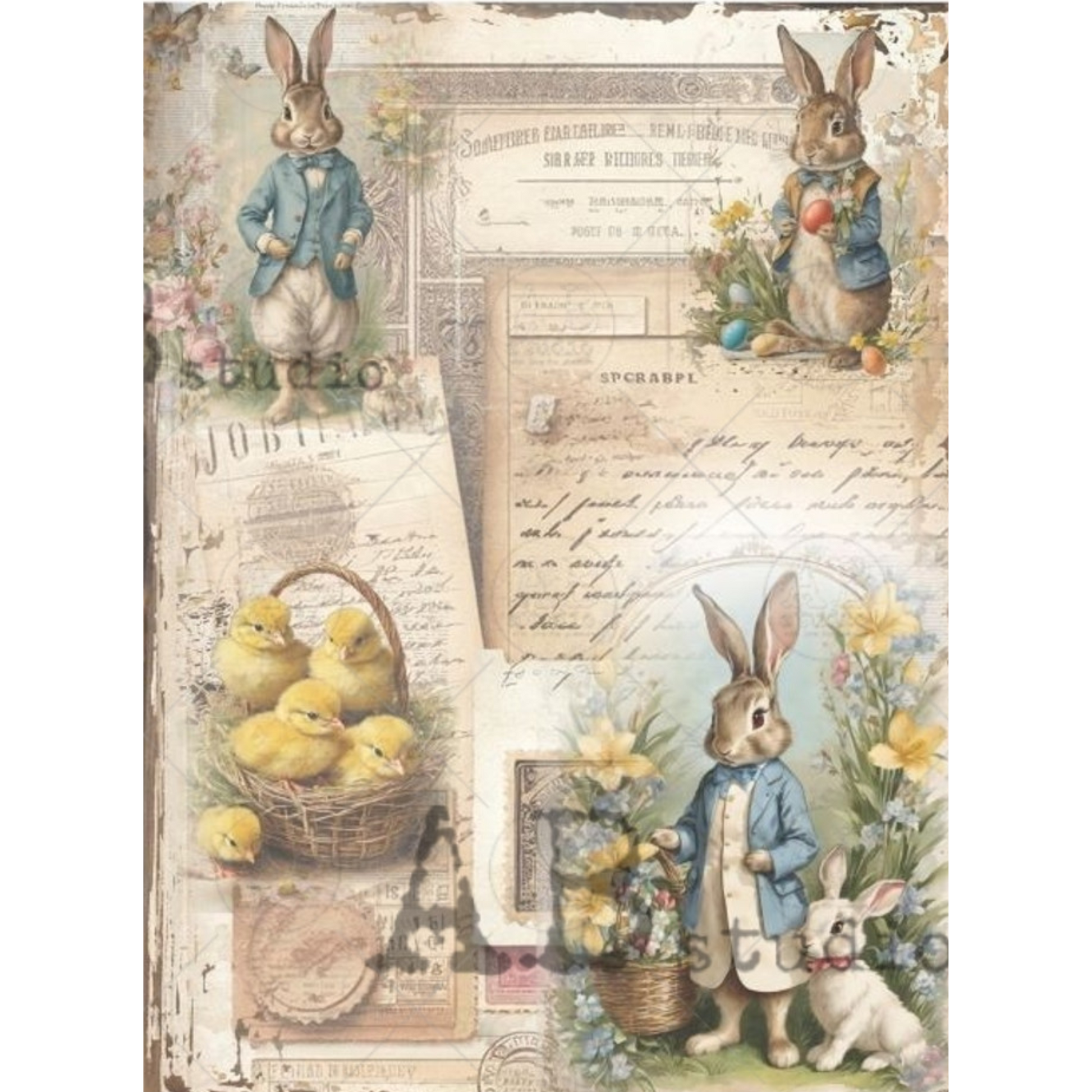 "Easter Ephemera" decoupage rice paper by AB Studio. Available at Milton's Daughter.