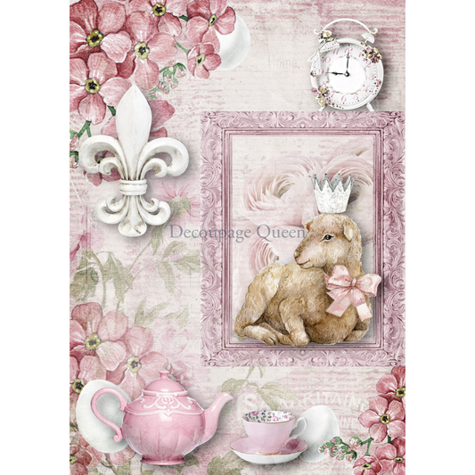 "Easter Lamb" decoupage rice paper by Decoupage Queen. Available at Milton's Daughter.