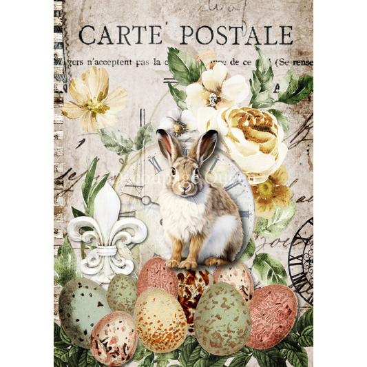 "Easter Postcard" decoupage rice paper by Decoupage Queen Available at Milon's Daughter.