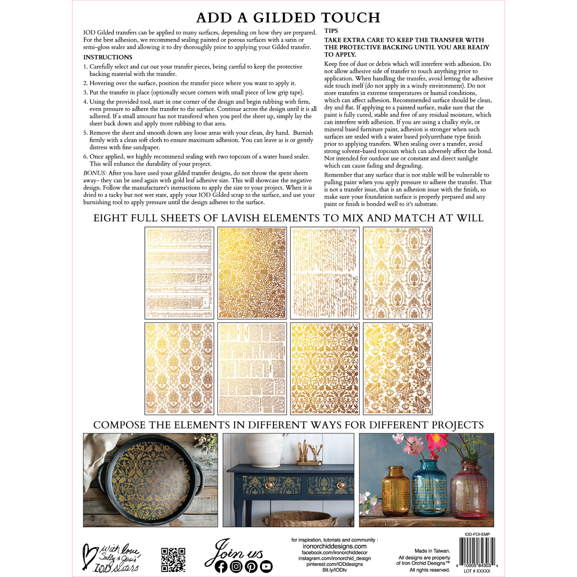 "Emporium" IOD Gilded Foil Transfer by Iron Orchid Designs. Eight 12" x 16"  pages. Back Cover.