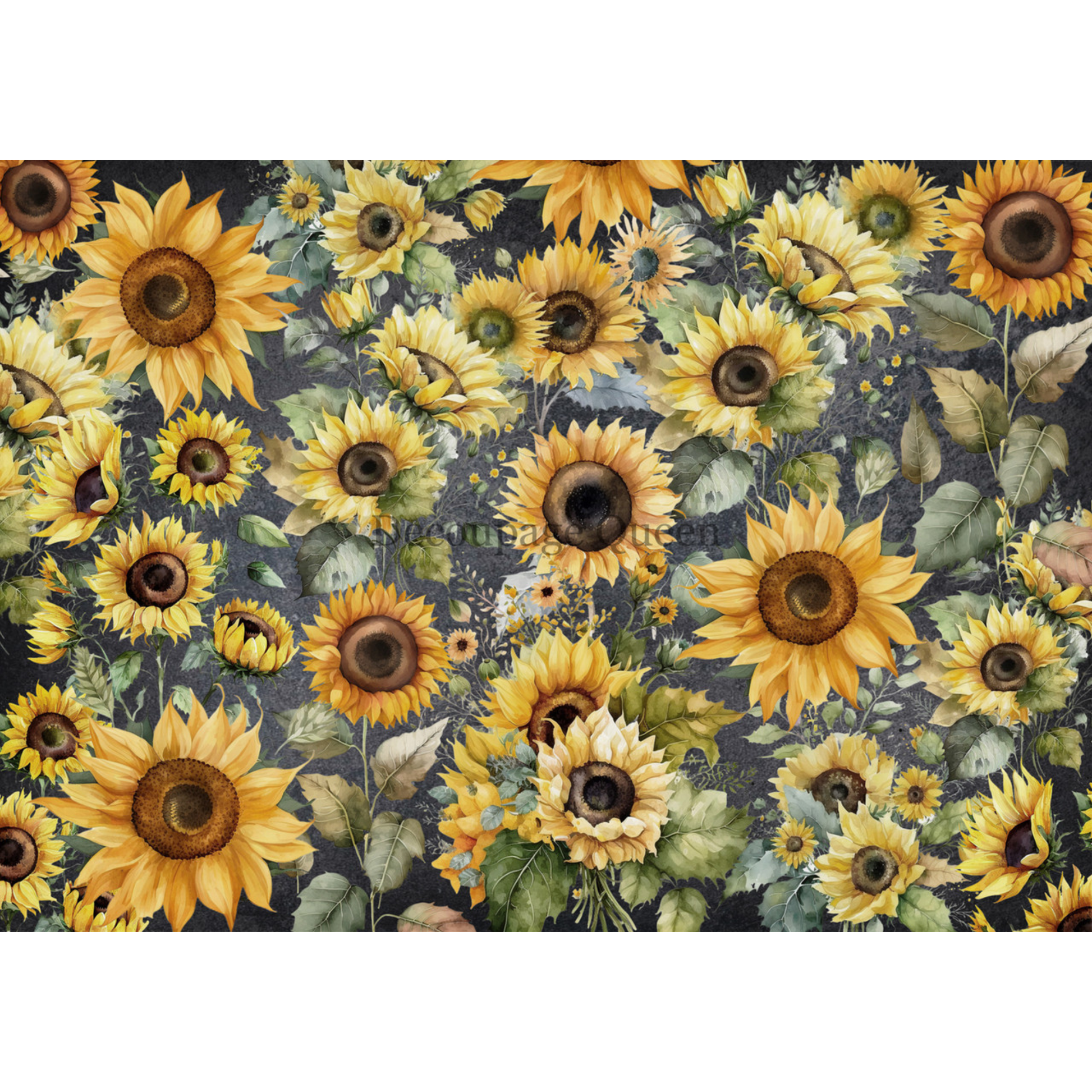 "Field of Sunflowers" decoupage rice paper by Decoupage Queen. Avaialble at Milton's Daughter.