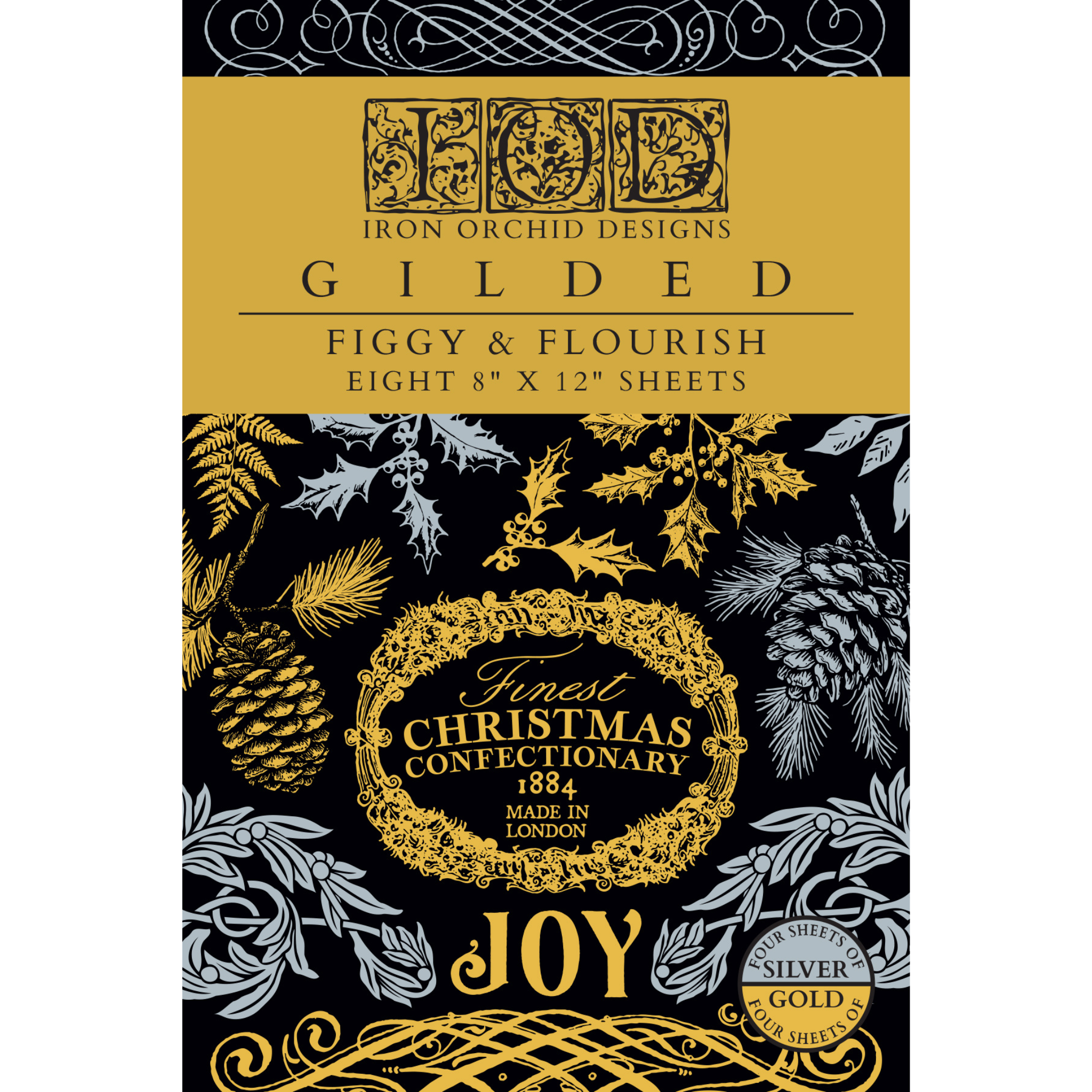 Decorated Knight  ホリデープロモ　銀枠　英語foil FIggy & Flourish - IOD Gilded Foil Transfers by Iron Orchid