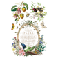 Decorative design with birds, flowers, and fruits, featuring the text 'Flora Greca'.