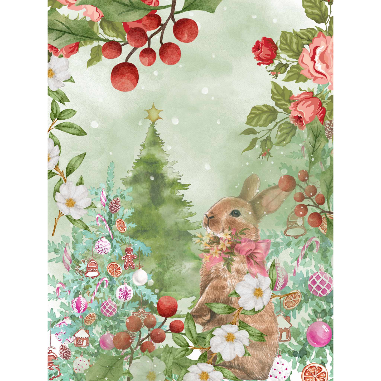 "Floral Holiday" 3 sheet decoupage paper set by Made by Marley. Sheet 3 of 3. Available at Milton's Daughter.