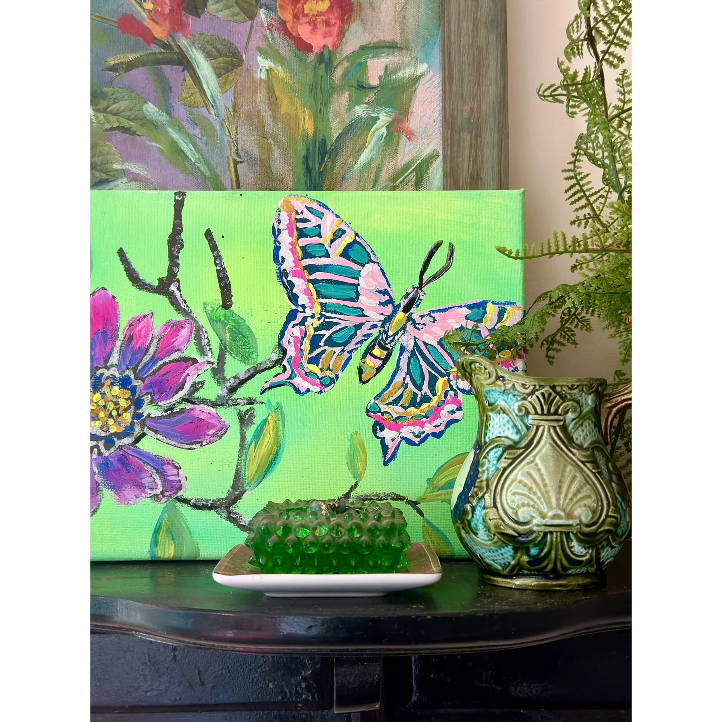 "Flutter and Feather" stencil set by JRV Stencil Co. for DIY Paints. Available at Milton's Daughter. Example 9