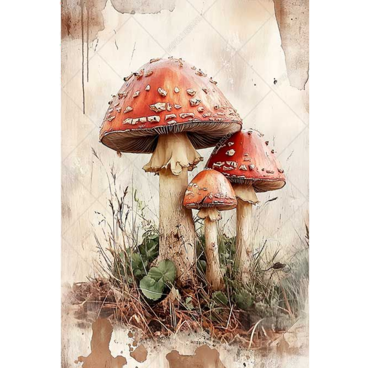 Cardboard Toadstools Group of Toadstools - Decoupage Rice Paper β Milton's Daughter