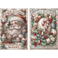 Two vintage-style Christmas bakery sign designs side by side, featuring Santa Claus, cupcakes, candy canes, holly, pinecones, and the text 'Claus Kitchen' and 'Christmas Bakery'.