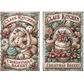 Two matching vintage-style Christmas bakery signs or labels shown side by side on a white background. The left sign shows a gingerbread man cookie, and the right shows cupcakes; the text 'Claus Kitchen' and 'Christmas Bakery appear in both images.