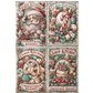 Four vintage-style Christmas bakery illustrations arranged in a grid, each with the text 'Claus Kitchen' and 'Christmas Bakery.' The designs feature Santa, cupcakes, candy canes, snowman, and holiday fruit in muted red, green, beige, and brown tones on a white background.