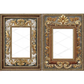 Two ornate gold and silver picture frames on a white background.