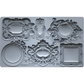 Decorative silicone mold with intricate frame designs on a gray background