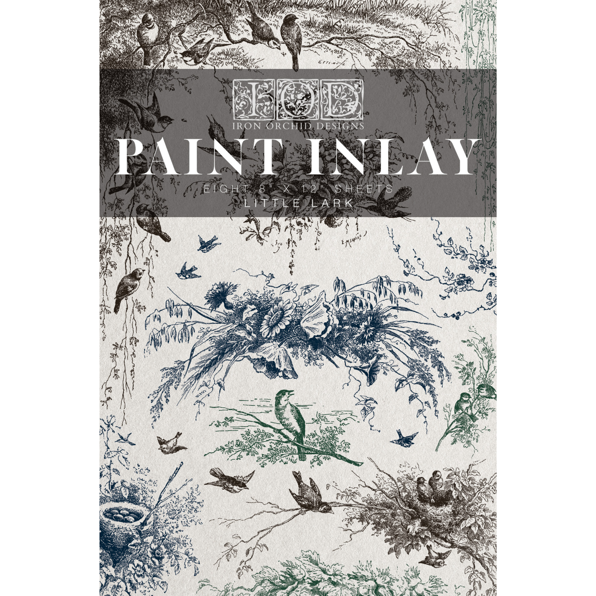 Little Lark IOD Paint Inlay by Iron Orchid Designs. Front cover.