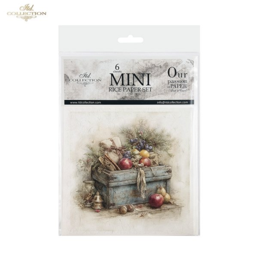 A packaged set of six mini rice paper sheets from ITD Collection, Front Cover.