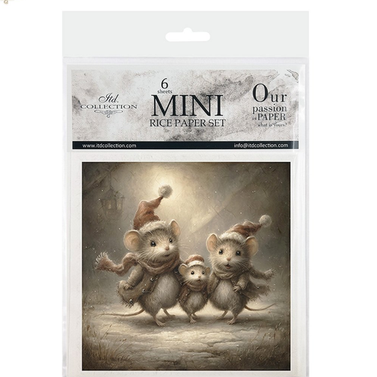 Front cover packaging with image of mice with Santa hats.