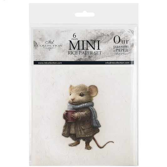 Product front cover image with illustration of mouse in winter coat and scarf holding a mug on a white background.