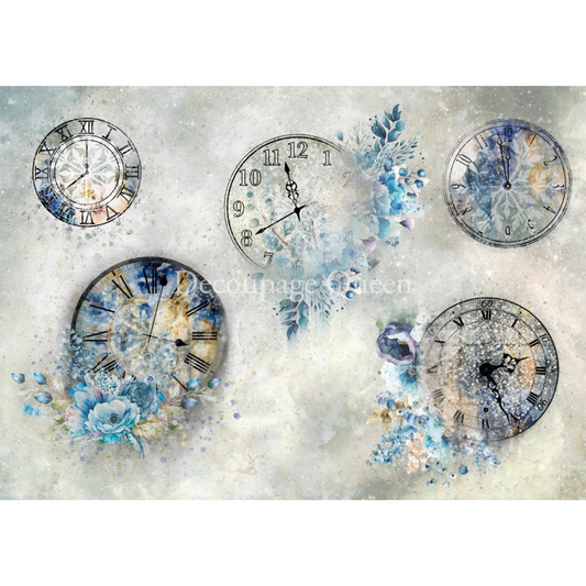 "Frozen in Time" decoupage rice paper designed by Dainty and the Queen for Decoupage Queen. Available at Milton's Daughter.