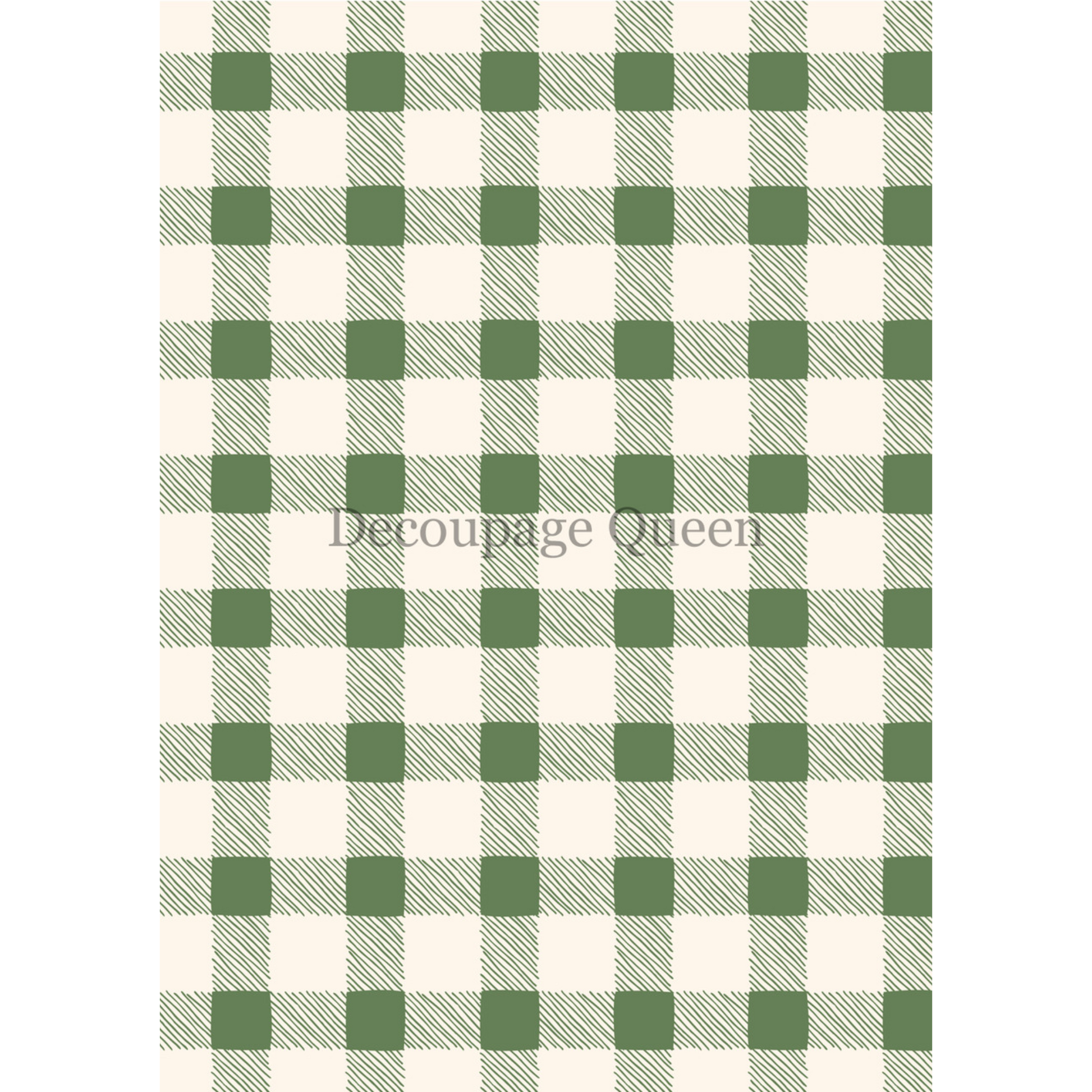 "Green Checks" decoupage rice paper by Decoupage Queen. Available at Milton's Daughter.