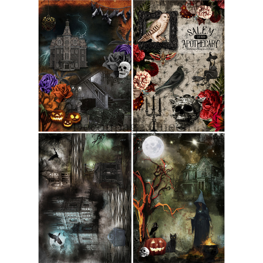 "Halloween 4-Pack" limited edition decoupage rice paper by Decoupage Queen. Available at Milton's Daughter.