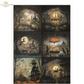 "Halloween Night 6 Pack" decoupage rice paper by ITD Collection. Available at Milton's Daughter. Twelve images of Halloween-themed illustrations featuring pumpkins, ghosts, and haunted houses.