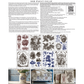 Back Cover of Papillon IOD Paint Inlay and Instruction sheet with decorative patterns and examples of use.