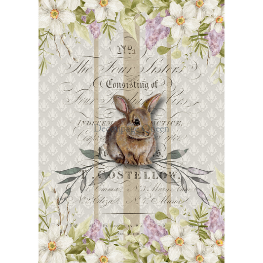 "Hand Painted Bunny" decoupage rice paper by Decoupage Queen. Available at Milton's Daughter.