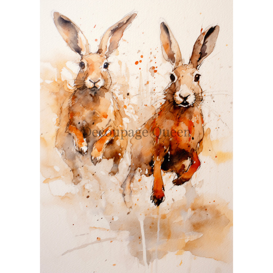 "Hare Spray" decoupage rice paper designed by Andy Skinner for Decoupage Queen. Available at Milton's Daughter.