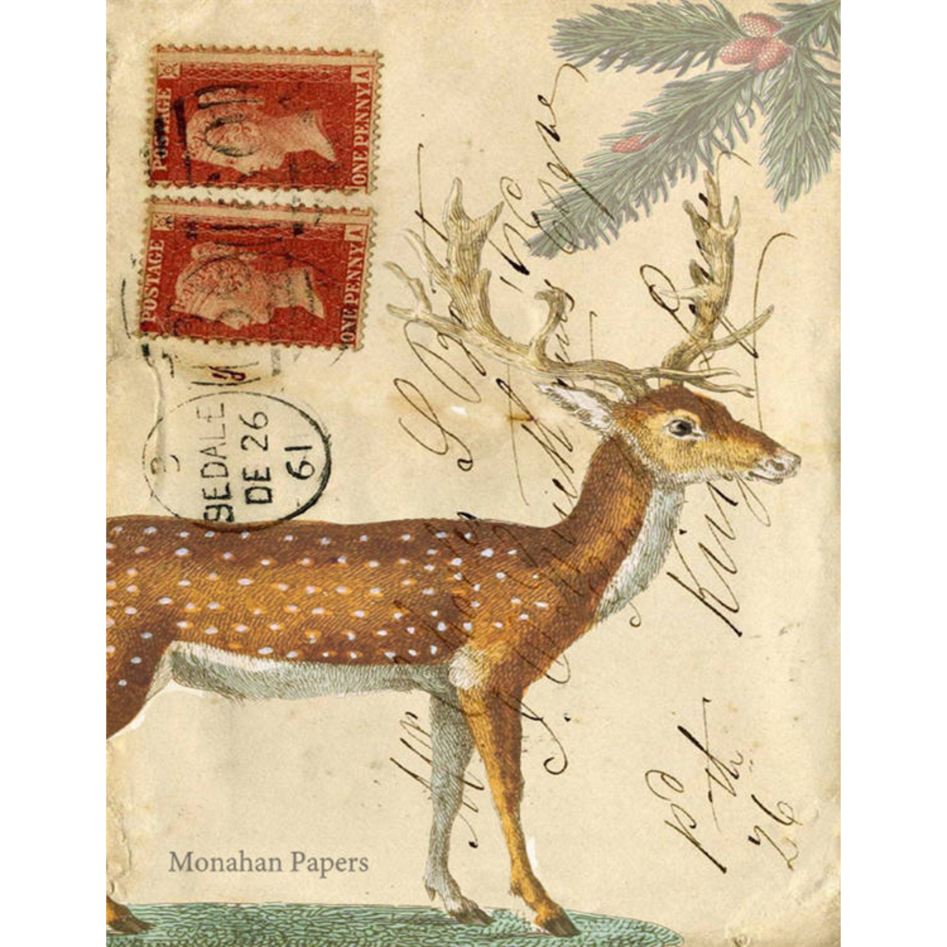 "Holiday Deer" decoupage paper by Monahan Papers. Available at Milton's Daughter.