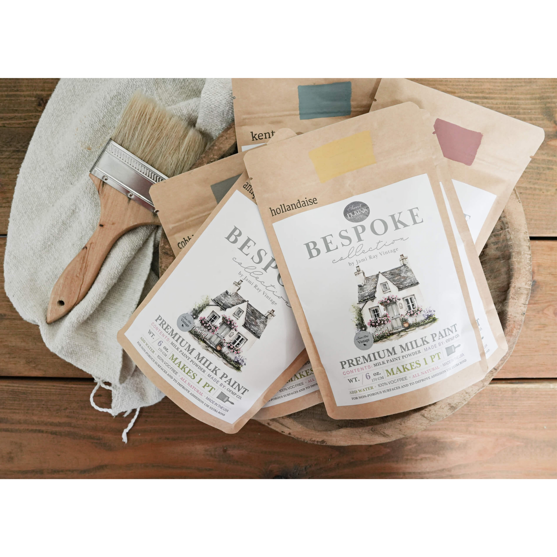 "Hollandaise" Bespoke Collection by Sweet Pickins Milk Paint. Color curated by Jami Ray Vintage. Packaging photo. Available at Milton's Daughter.