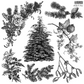 "Holly & Pine IOD Stamp by Iron Orchid Designs. Single sheet stamp. Available at Milton's Daughter. Collection  of holly, pine, and other winter elements.